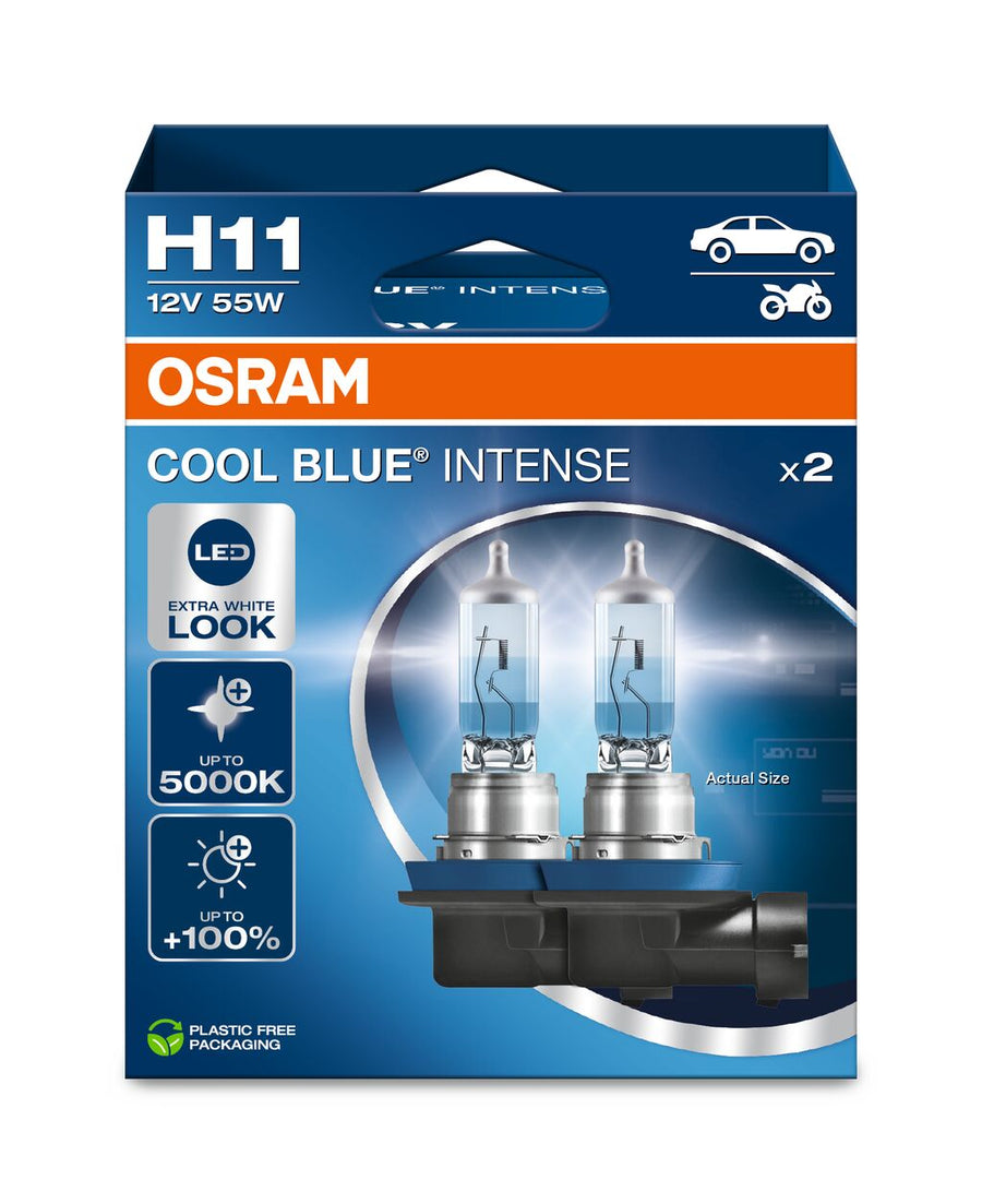 Osram HAL Cool Blue Intense H11 55W 1350lm bis 5000k PGJ19-2 12V 2er Pack – Produktansicht