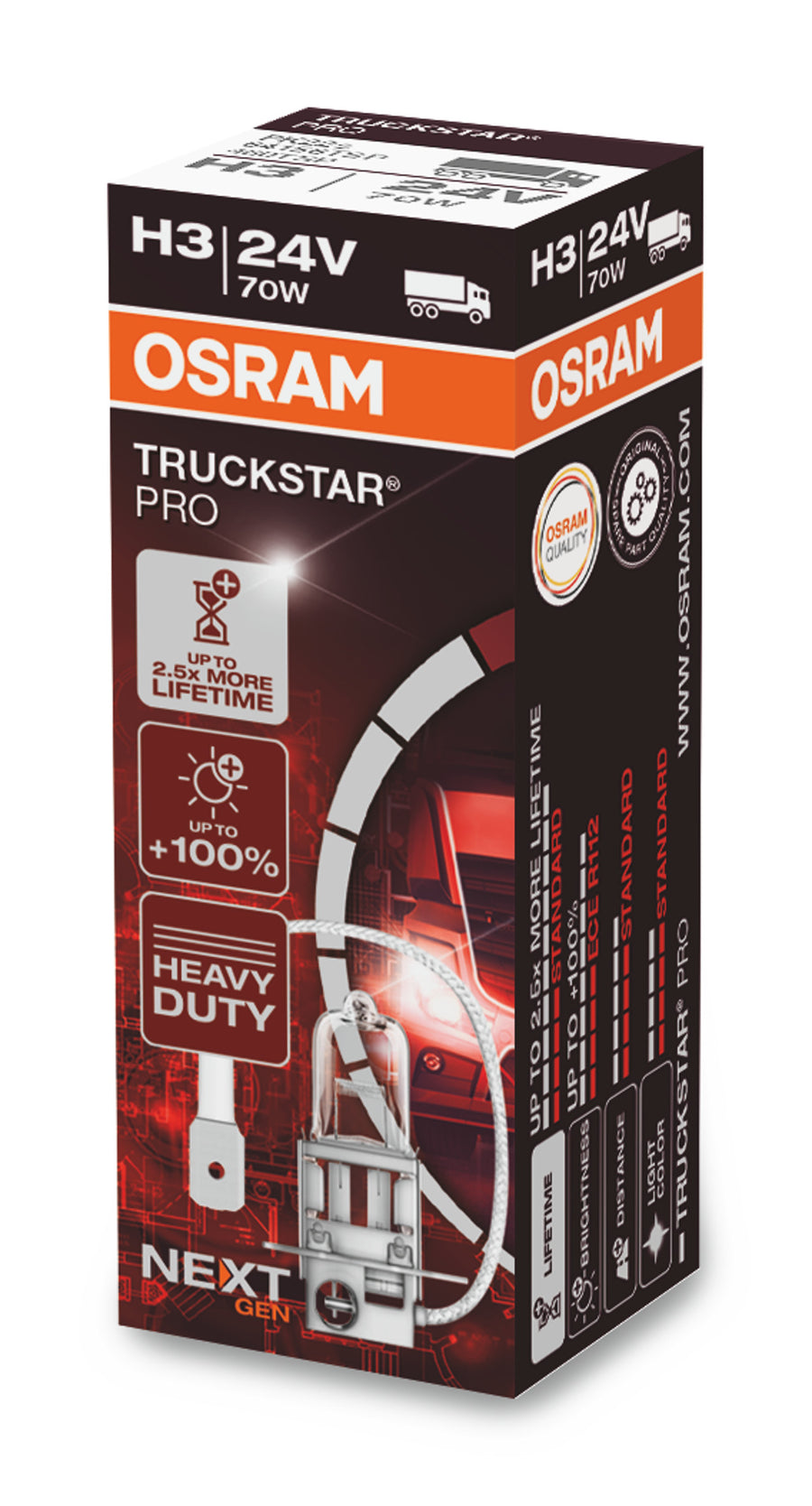 Osram HAL Truckstar Pro H3 LKW 55W 1750lm PK22s 12V – Produktansicht