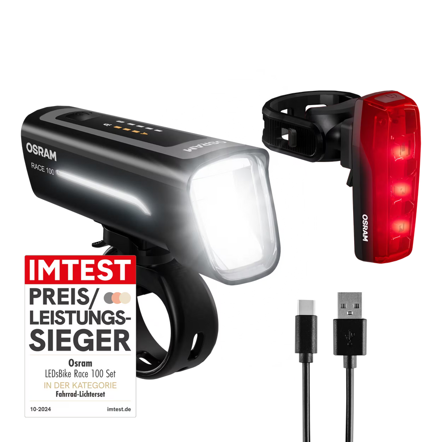 Osram LED LEDsBIKE Race 100 Fahrradbeleuchtung Set 115lm 5400K – Produktansicht