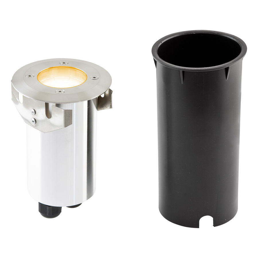 EVN Bodeneinbauleuchte Edelstahl Optik starr rund 98x159mm 5W 3000K 450lm 41-80° 230V IP66