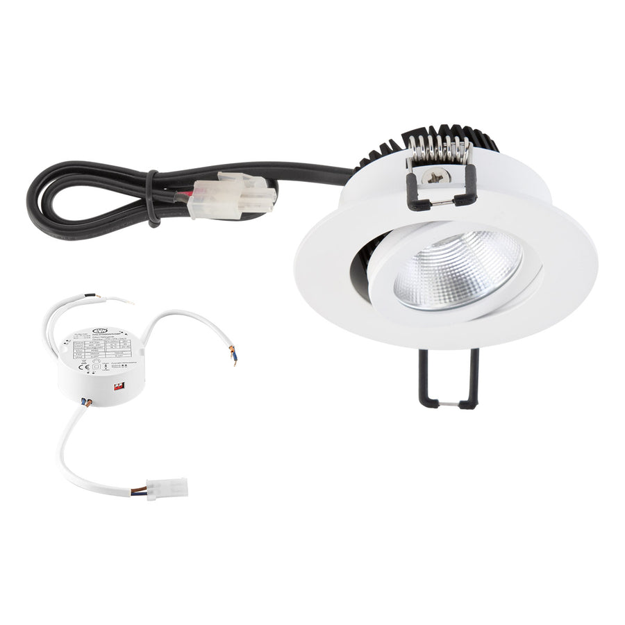 EVN LED Leuchte weiß schwenkbar rund 83x32mm 6W 3000K 620lm 21-40° 200-240V IP20