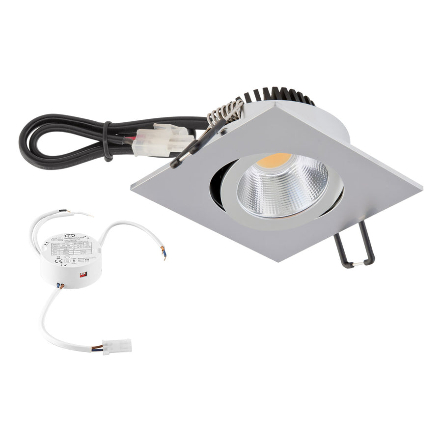 EVN LED Leuchte Chrom matt schwenkbar viereckig 83x83x37mm 8,4W 4000K 1060lm 21-40° 200-240V IP20