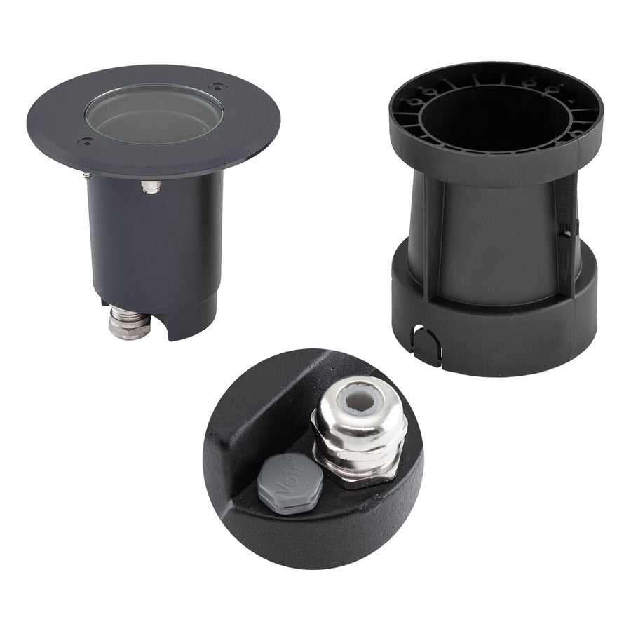 EVN Bodeneinbauleuchte mit Entlüftungsventil anthrazit schwenkbar rund 120x110mm 230V IP67