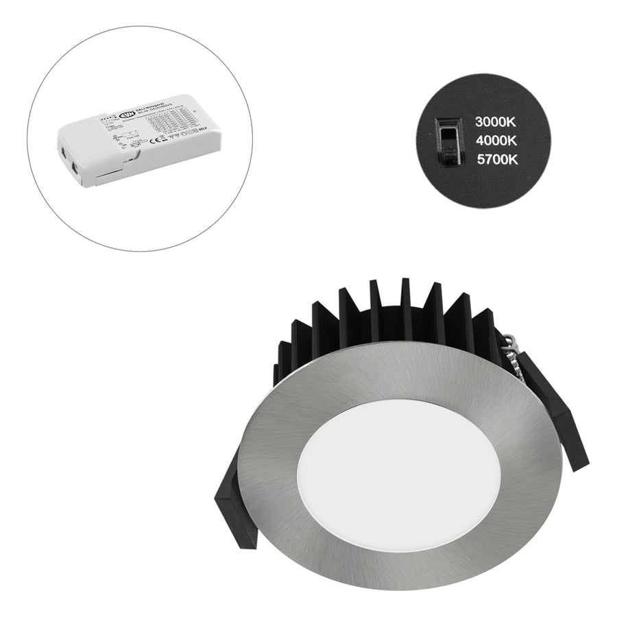 EVN LED Downlight Chrom rund 85x43mm 10W 3000-5700K 706 bis 1014lm >80° 220-240V IP54