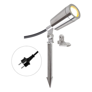 EVN LED Spot Edelstahl Optik schwenkbar rund 56mm 4,6W 3000K 355lm 21-40° 220-240V IP65 mit Erdspieß
