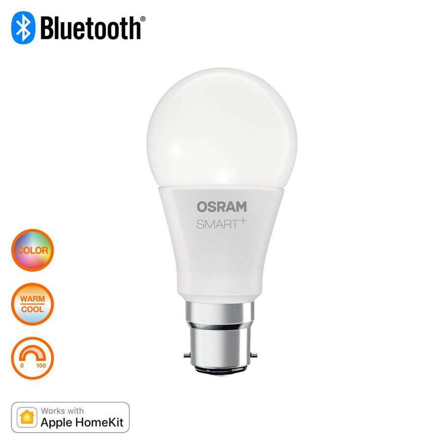 LEDVANCE LED Smart+ BT Apple CL A 10-60W/RGBW B22d 800lm matt dimmbar