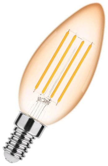 Modee Filament Kerze Bernstein C35 320° 4-33W/818 extra warmweiß 360lm E14 220-240V