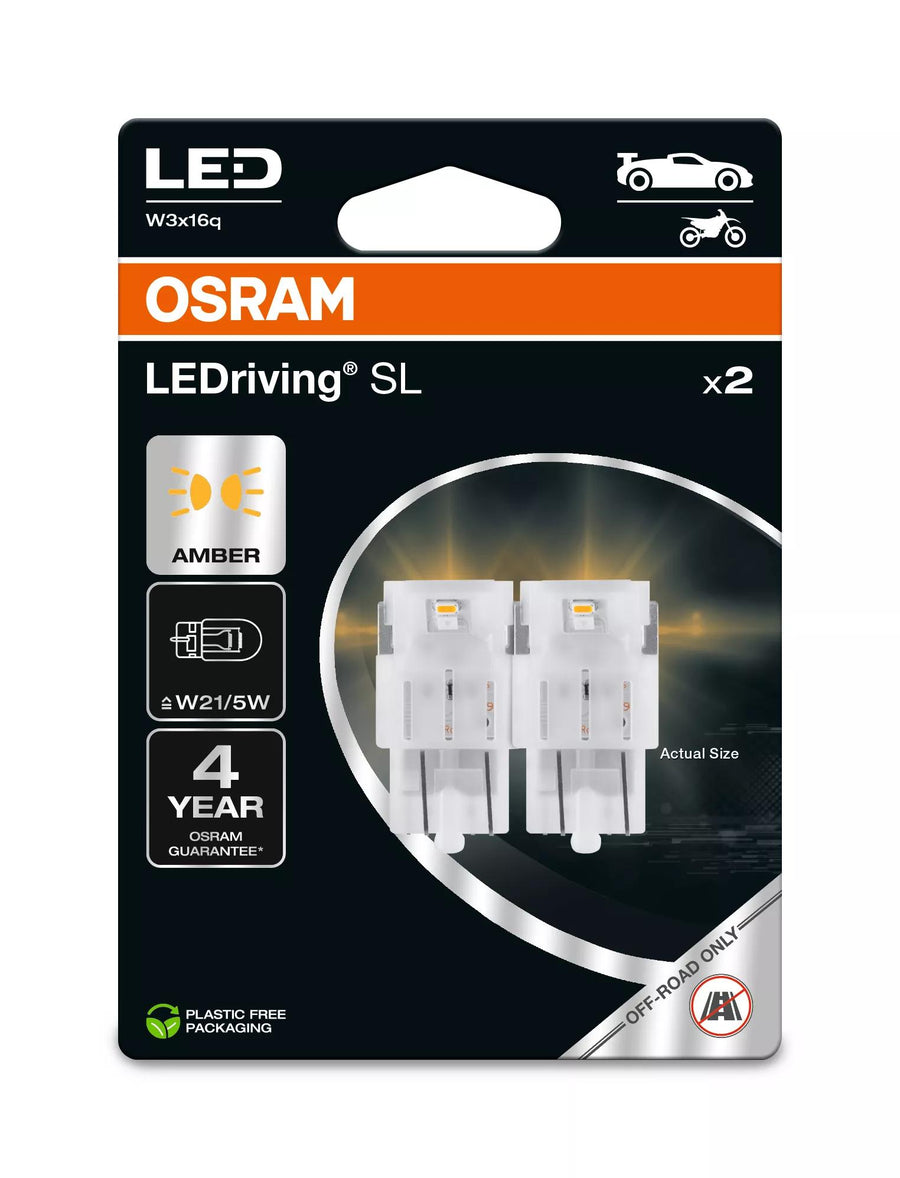 Osram LED LEDriving SL W21w W21/5W 1W 55/10lm W3x16q 12V 2er Blister – Produktansicht