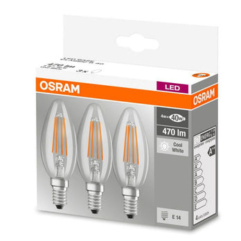 Osram LED Base Classic B Filament 4-40W/840 E14 470lm kaltweiß nicht dimmbar klar - 3er Pack