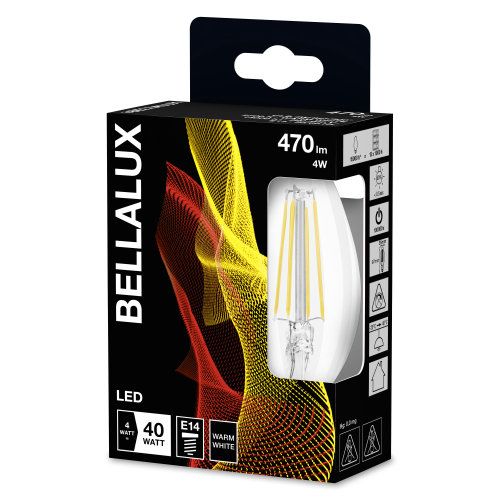 LEDVANCE LED Bellalux Filament Classic B 4-40W/827 E14 470lm klar warmweiß 300° 2er Pack