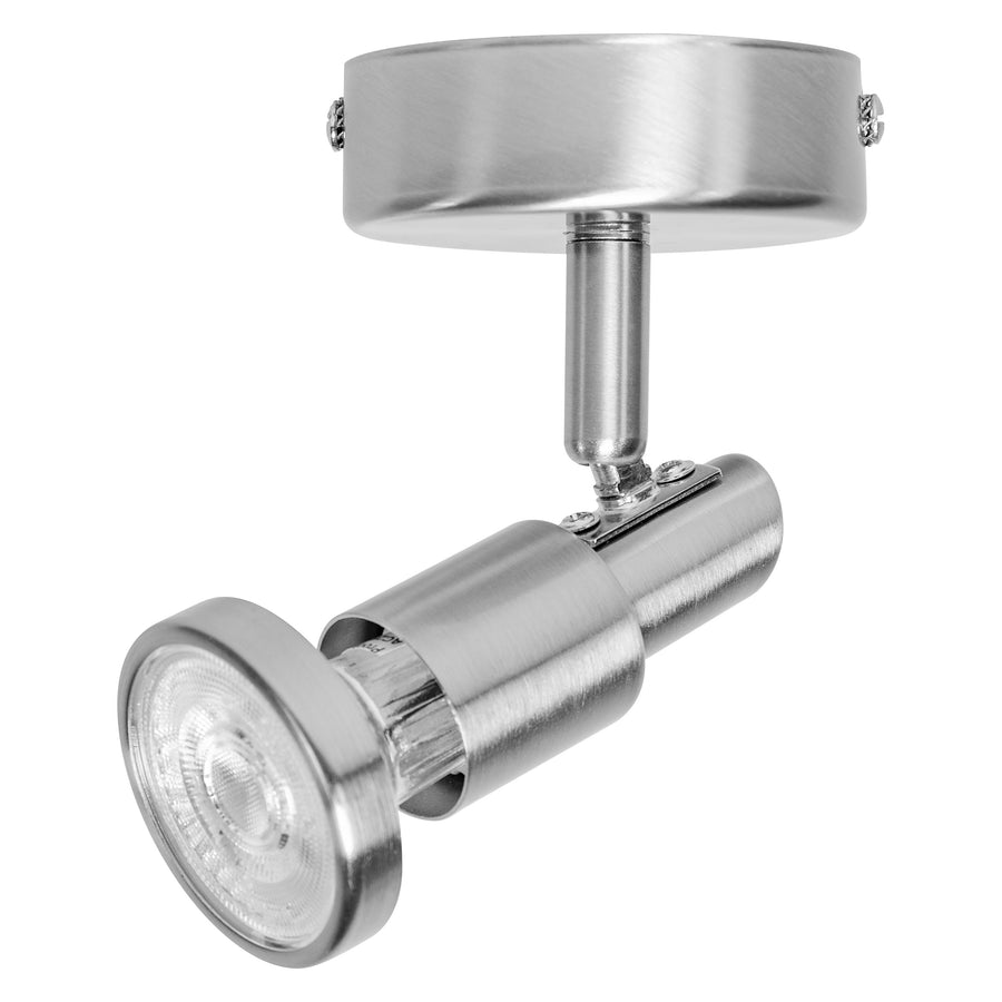 Osram LED Spotleuchte Brushed Silver Anbau GU10 inkl. 2,6W LED-Lampe 230lm warmweiß Silber