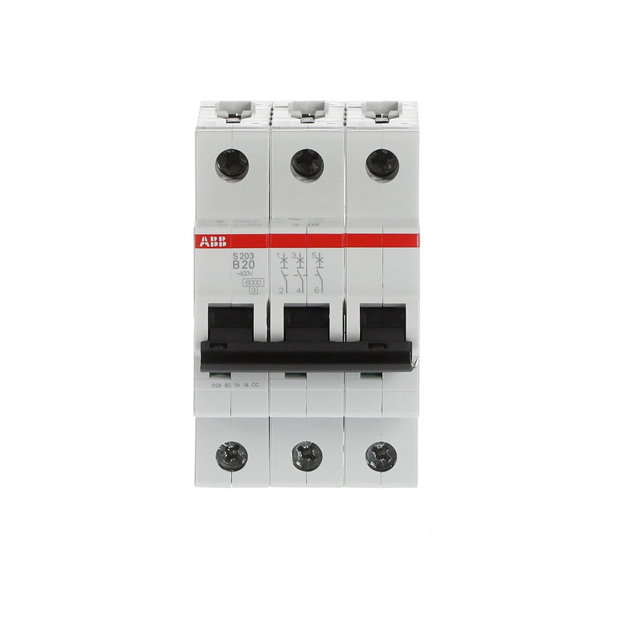 ABB Leitungsschutzschalter S203-B20 3-polig Charakteristik B 20 A 6 kA