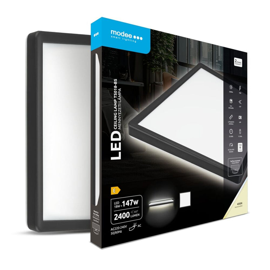 Modee LED-Deckenleuchte TS018-BS eckig 293x293x28mm 18W 2.400lm 4000K IP20