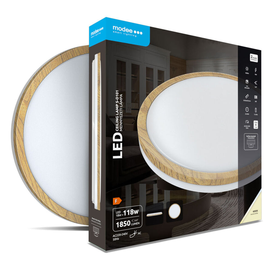 Modee LED-Deckenleuchte D336x55mm S-D101 Holzoptik 18W 1.850lm 4000K IP20