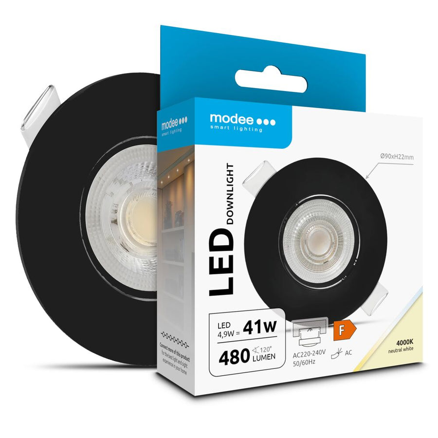 Modee LED-Downlight D90xH22mm schwarz 4,9W 480lm 4000K IP23