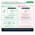 Technische Sockel-Seitenansicht und Ausführungsvergleiche für SONDERPOSTEN - Osram Powerstar HQI-T 150W/WDL G12 klar: Sockel G12 (12 mm) passend, nicht verwechseln mit: Sockel G8.5 (8,5 mm)
