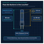 Technische Maßzeichnung für SONDERPOSTEN - Osram Powerstar HQI-T 150W/WDL G12 klar: 84 mm Gesamtlänge, Keramik-Stecksockel Einbaumaß, Ø 25 mm · Pin 12,0 mm, Ø 25 mm, Sockel G12