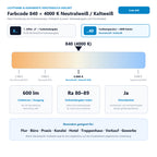 Lichtfarbe 840 (4000 K Neutralweiß / Kaltweiß) und Lichtstrom 600 lm für Radium Ralux RX-S/E 9W/840/2G7