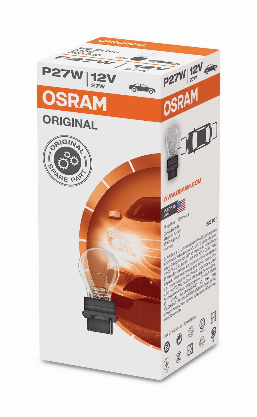 Osram AUX Original P27W 27W 475lm W2.5x16d 12V – Produktansicht