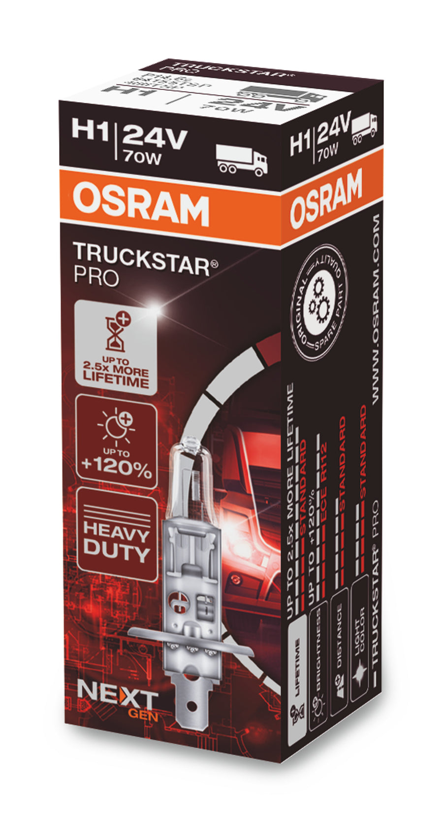 Osram HAL Truckstar Pro H1 LKW 70W 1900lm P14.5s 24V – Produktansicht