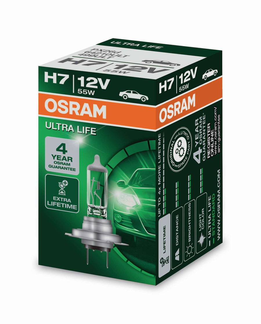 Osram HAL Ultra Life H7 55W 1500lm PX26d 12V – Produktansicht