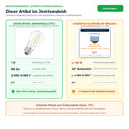 Technischer Vergleich und Entscheidungshilfe für Osram LED Filament Superstar Classic A60 klar 300° 7-60W/827 warmweiß 806lm E27 220-240V dimmbar (7 W, 806 lm, Sockel E27)