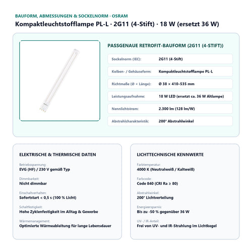 Osram LED Dulux L 18-36W/840 2G11 2300lm EVG AC matt kaltweiß – Bild 2