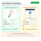 Technischer Vergleich und Entscheidungshilfe für Osram LED Parathom Filament Classic A 7,5-75W/827 E27 1055lm klar warmweiß 300° nicht dimmbar (7,5 W, 1.055 lm, Sockel E27)