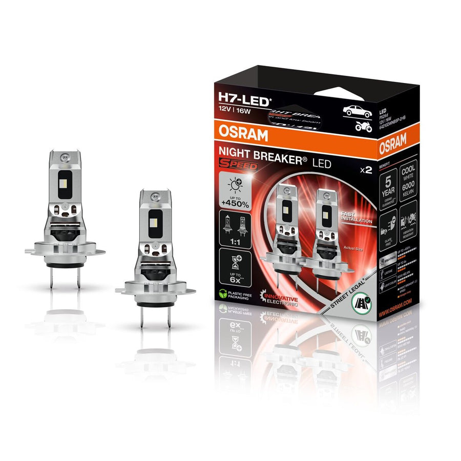 Osram LED Night Breaker Speed 450 H7 16W 1550lm 6000k 12V 2er Pack – Produktansicht