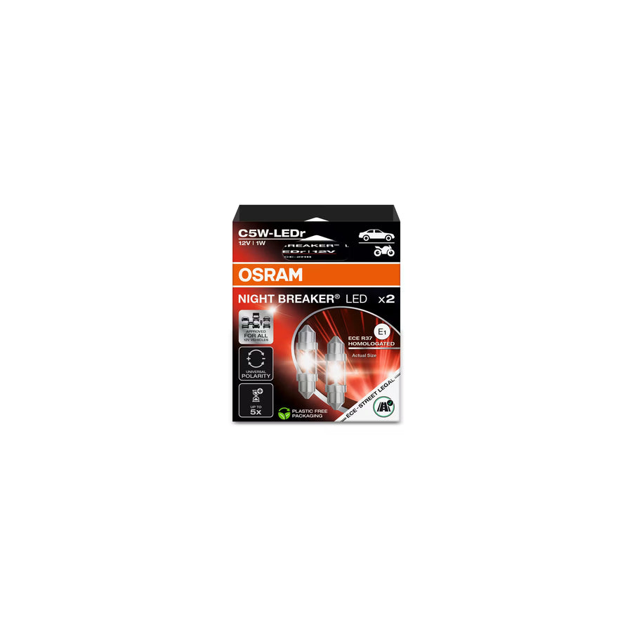 Osram LED Night Breaker ECE C5W 45lm 6000k SV8.5-8 12V 2er Pack – Produktansicht