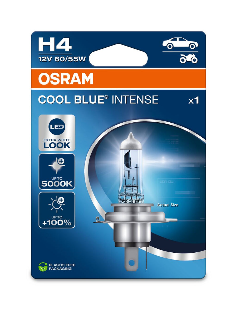 Osram HAL Cool Blue Intense H4 60/55W 1650/1000lm bis 5000k P43t 12V – Produktansicht