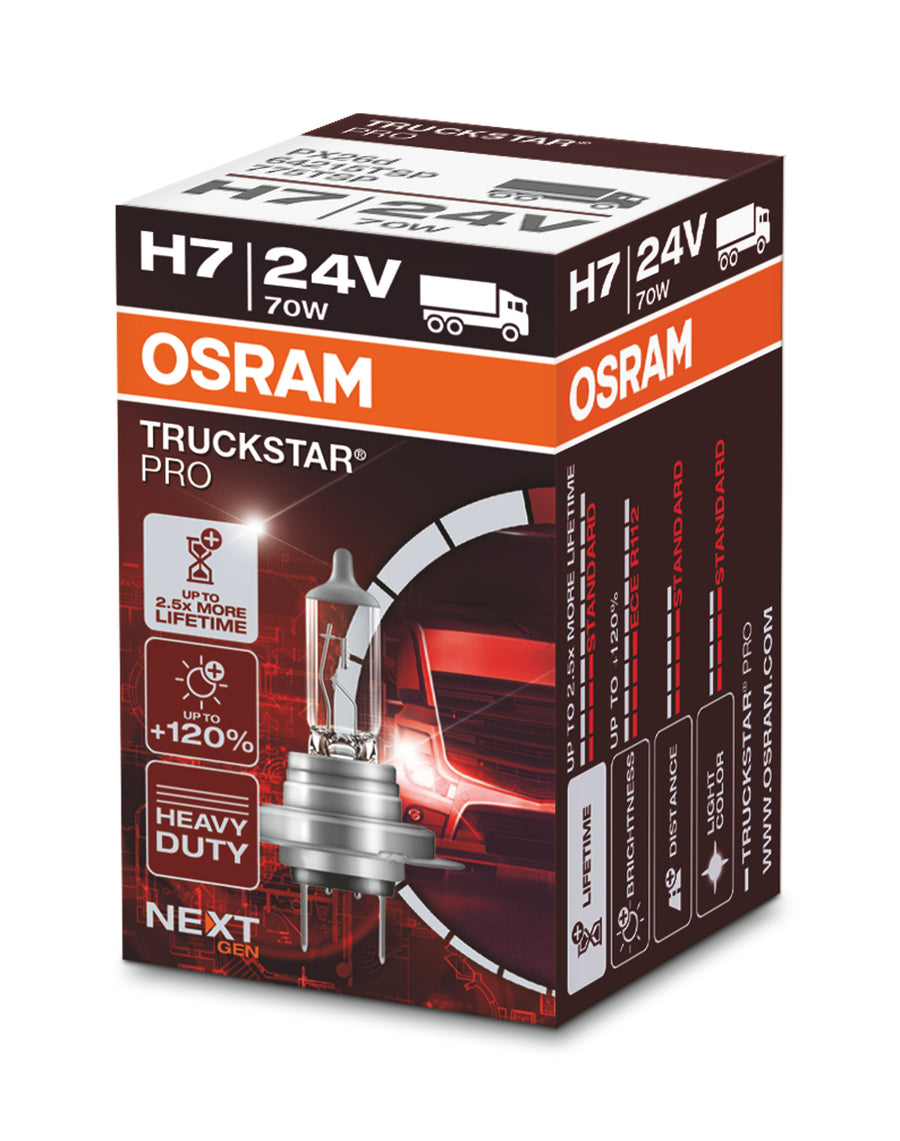 Osram HAL Truckstar Pro H7 LKW 70W 1750lm PX26d 24V – Produktansicht