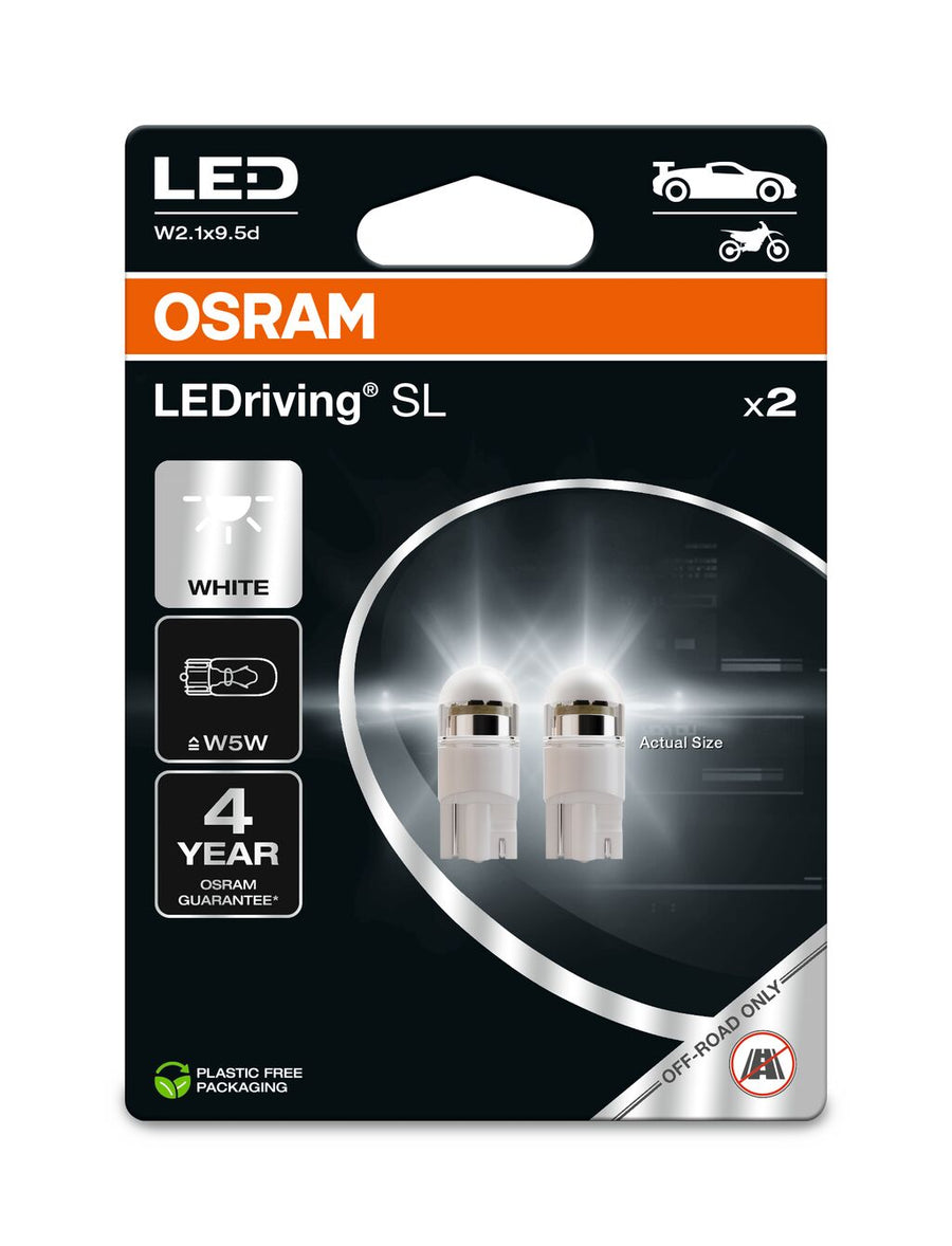Osram LED LEDriving SL White W5W 1W 70lm 6000k W2.1x9.5d 12V 2er Blister – Produktansicht