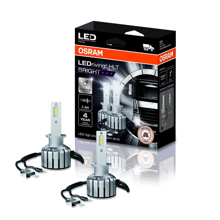 Osram LED LEDriving Hlt Bright H1 13W 1500lm bis 6000k P14.5s 24V 2er Pack – Produktansicht