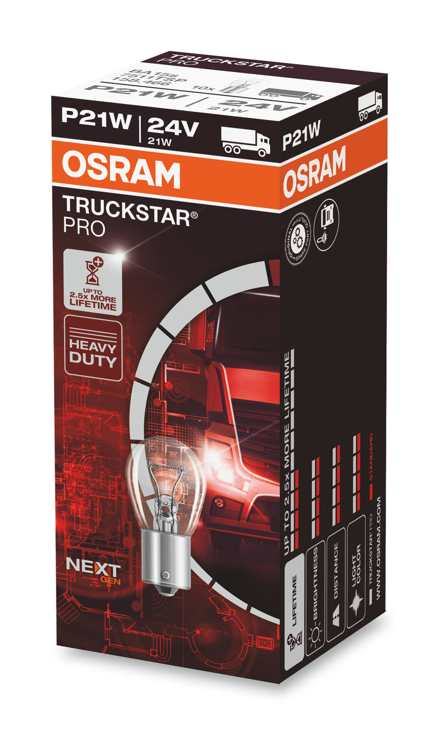 Osram AUX Truckstar Pro P21W LKW 21W 460lm BA15s 24V – Produktansicht