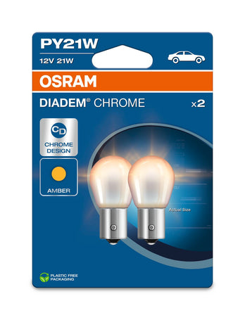 Osram AUX Diadem Chrome PY21W 21W 280lm BAU15s 12V 2er Blister