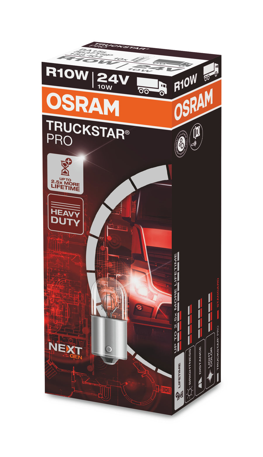 Osram AUX Truckstar Pro R10W LKW 10W 125lm BA15s 24V – Produktansicht