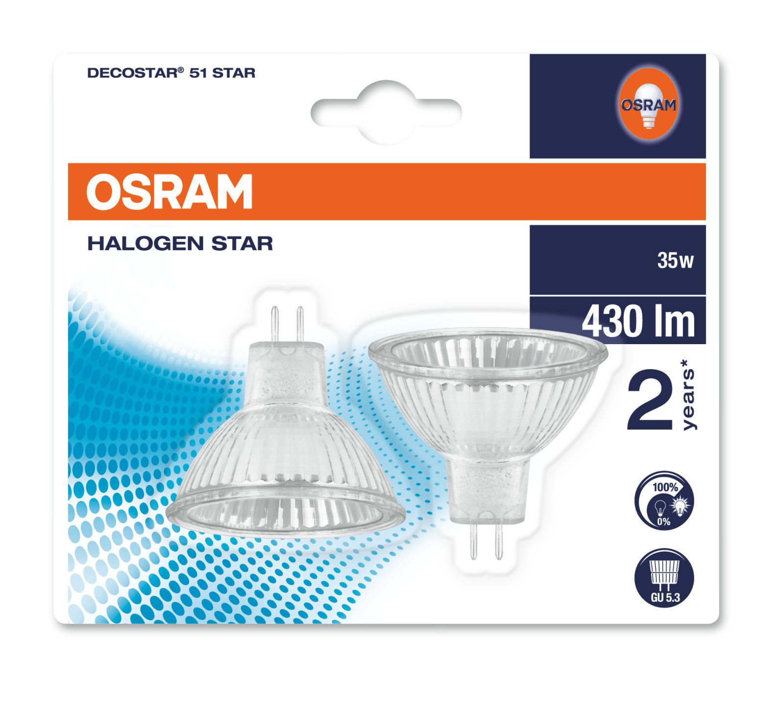 Osram DECOSTAR 51S 44865 ST WFL 35W 12V 36° GU5.3 warmweiß dimmbar 2er Pack