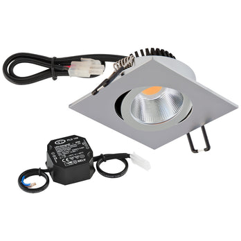 EVN Power-LED Leuchte Chrom matt schwenkbar viereckig 83x83x37mm 8,4W 3000K 1010lm 21-40° 220-240V IP20