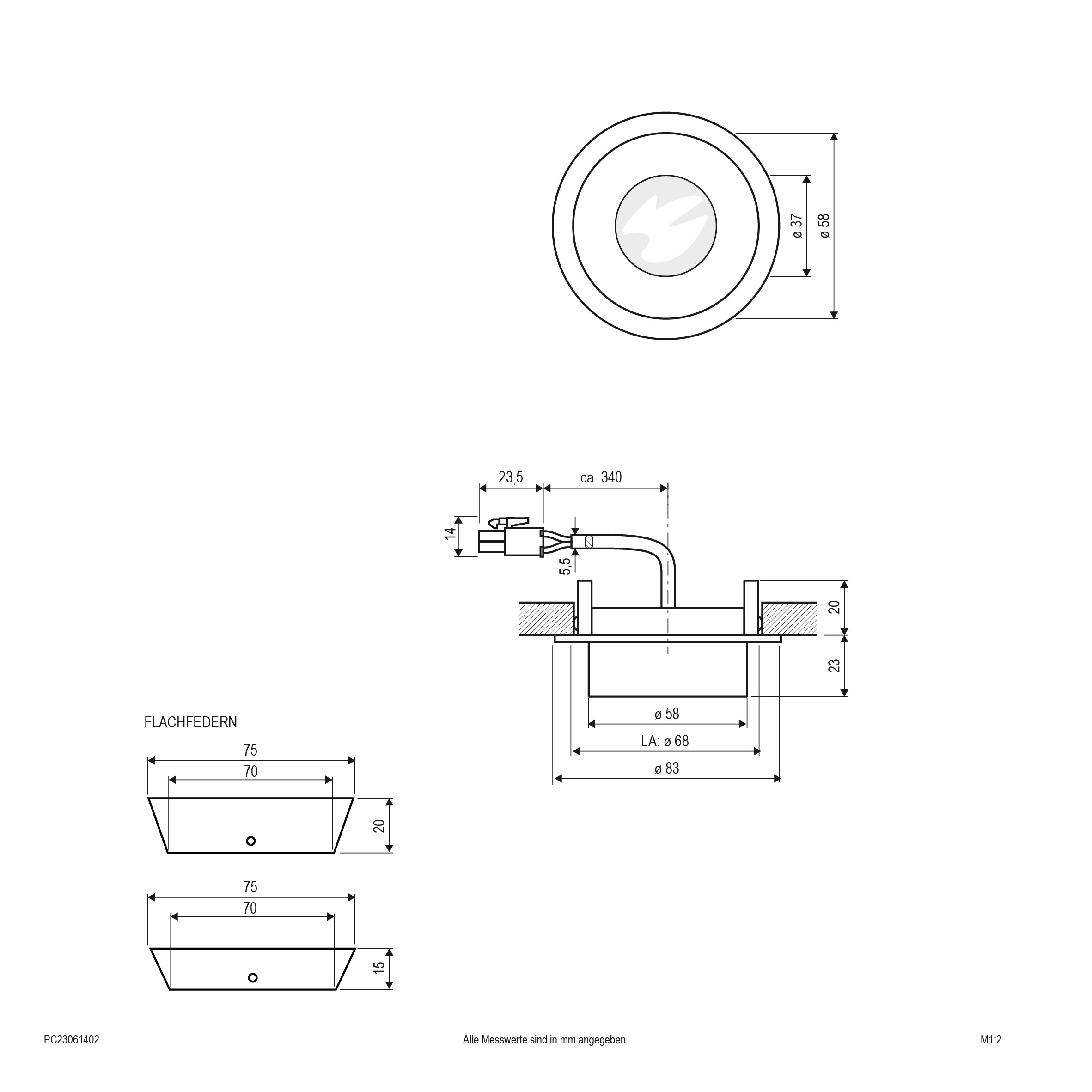 EVN Power-LED Leuchte Aluminium rund 83x43mm 6W 3000K 620lm 21-40° IP20