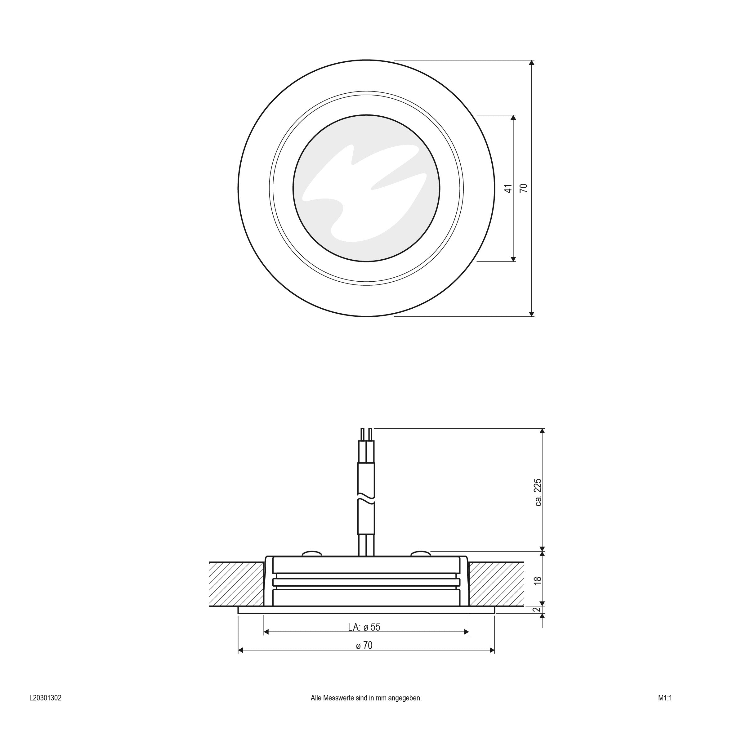 EVN LED Leuchte Chrom rund 70x20mm 3W 3000K 210lm >80° IP20