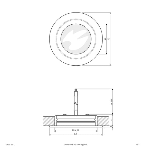 EVN LED Leuchte Chrom rund 70x20mm 3W 3000K 210lm >80° IP20