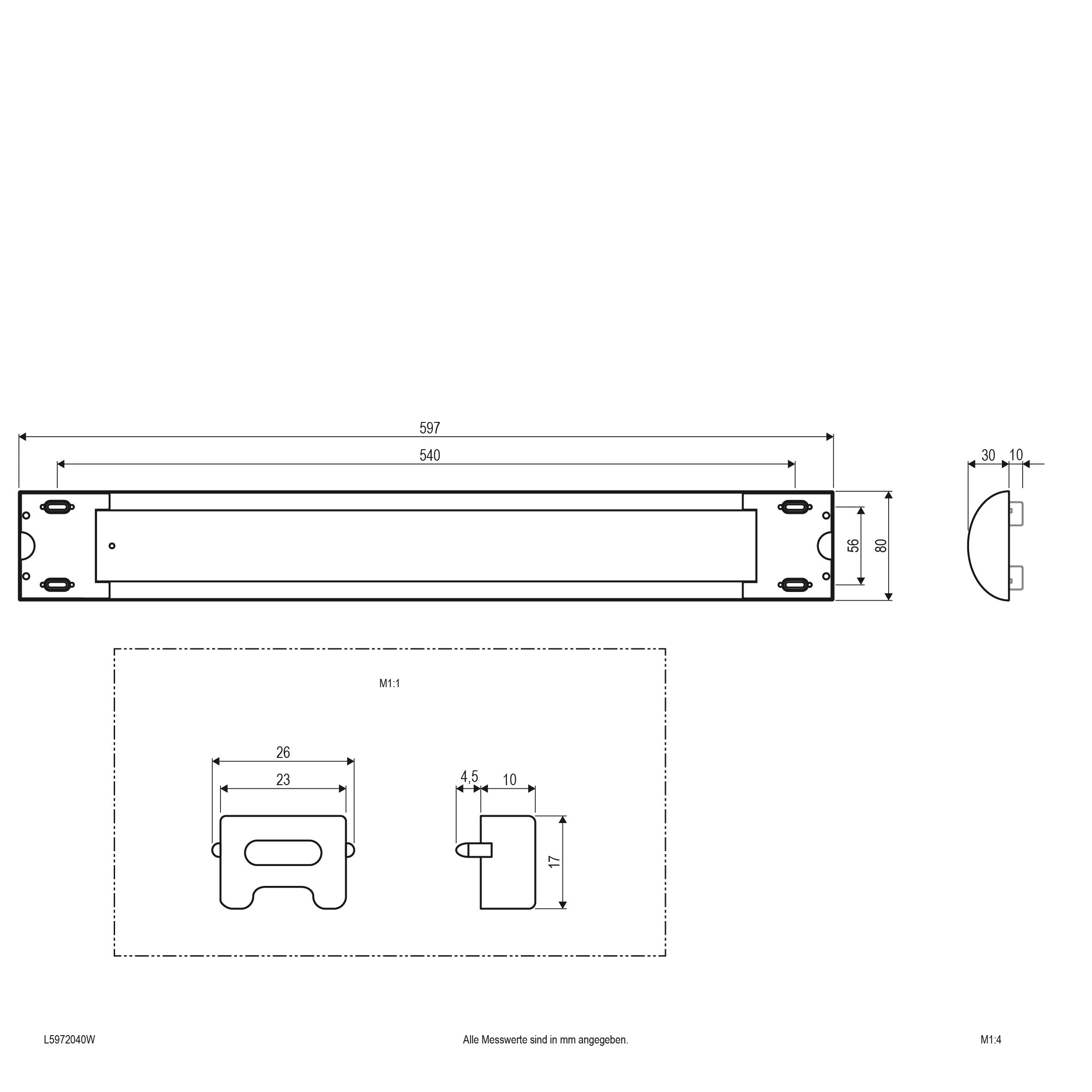 EVN LED Lichtleiste weiß rechteckig 597x80x30mm 20W 4000K 2194lm 220-240V IP20