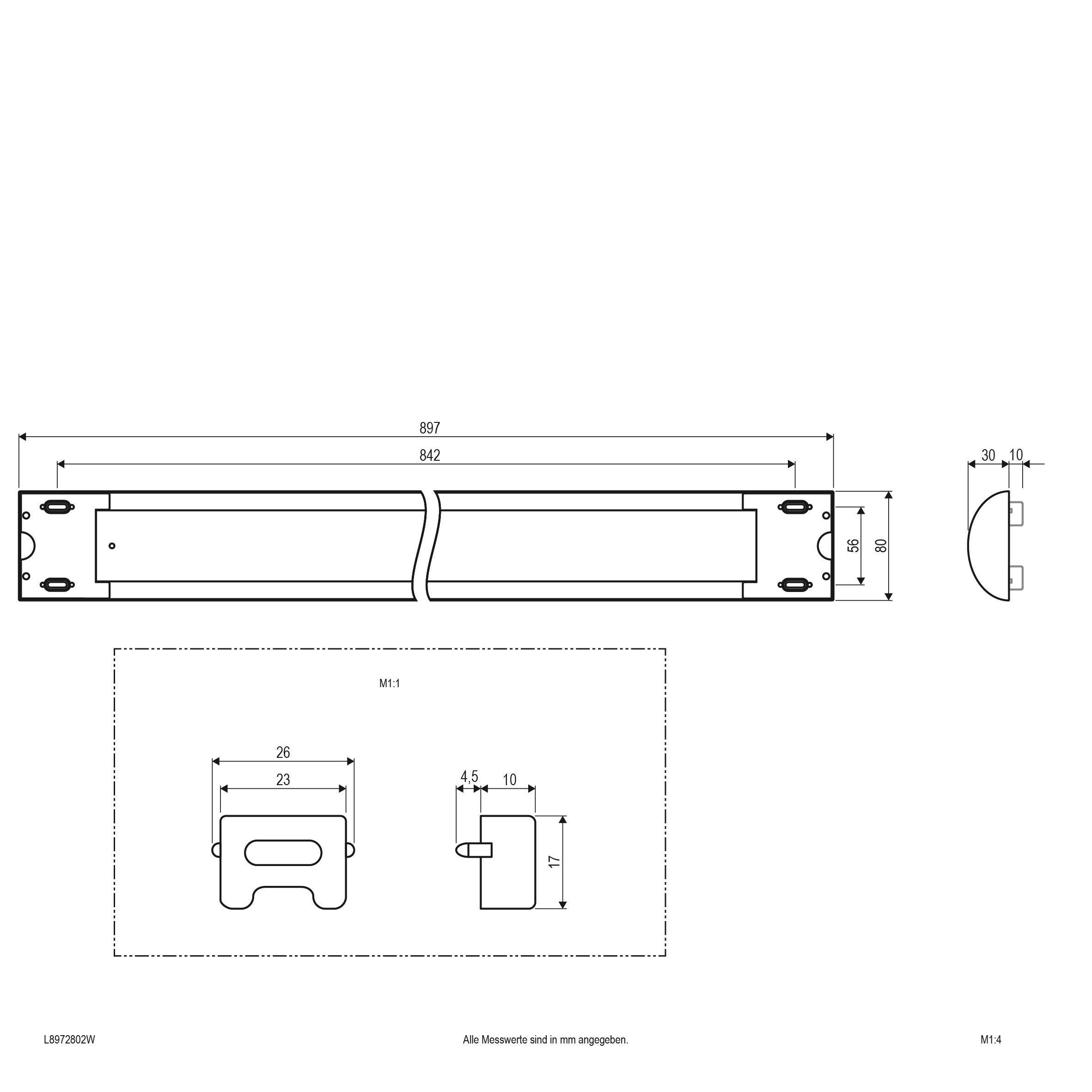 EVN LED Lichtleiste weiß rechteckig 897x80x30mm 28W 3000K 3055lm 220-240V IP20