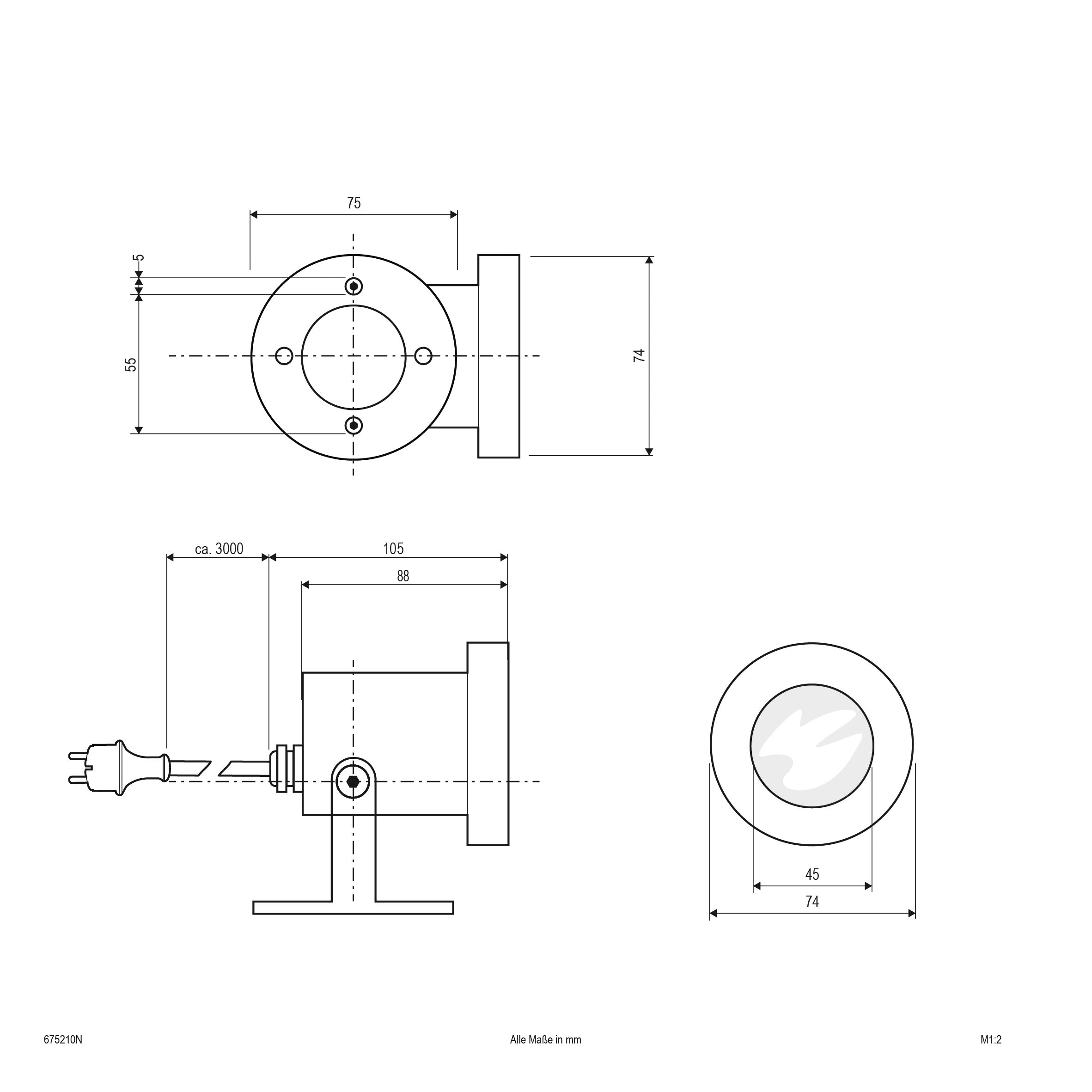 EVN Spot Edelstahl Optik schwenkbar rund 74mm 230V IP67