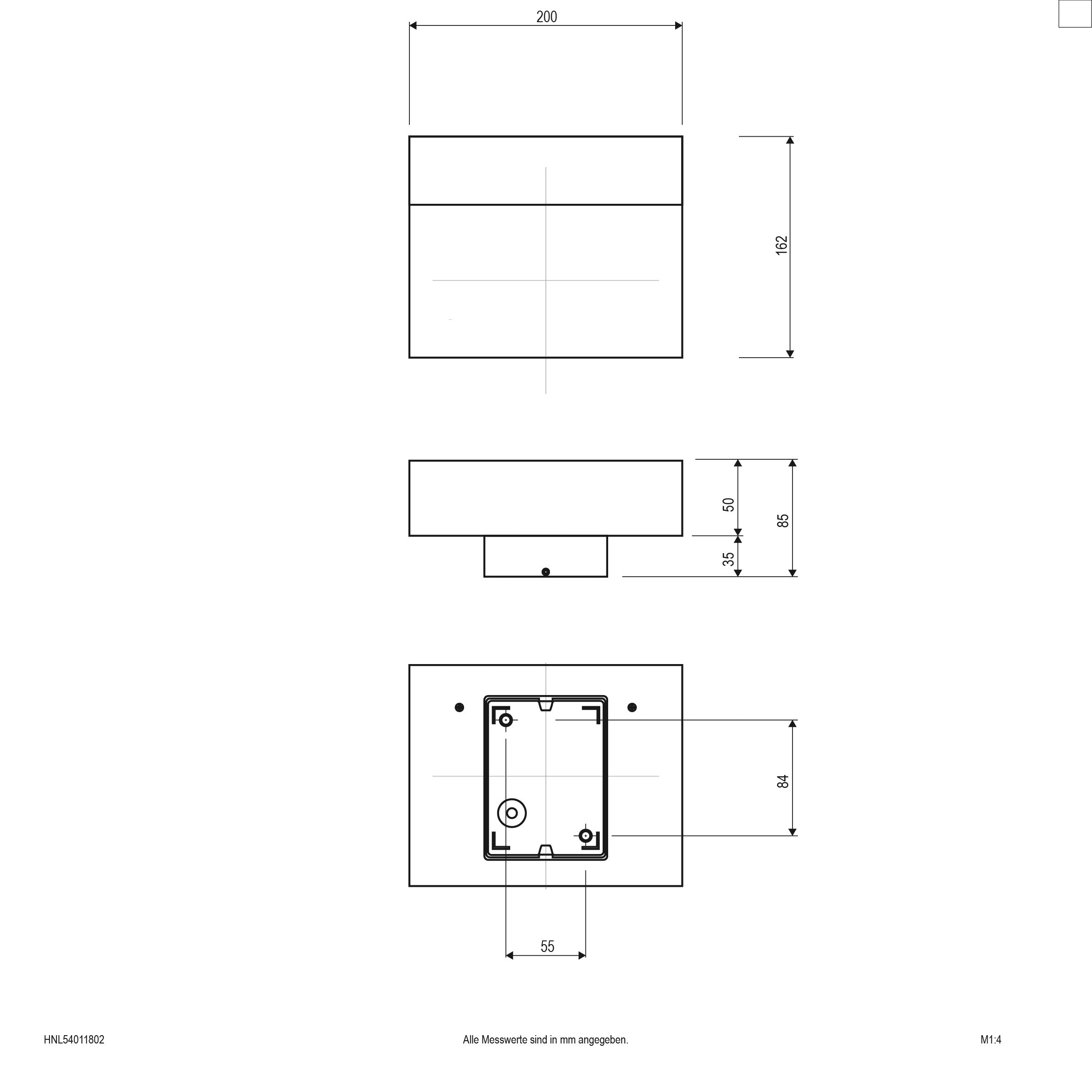 EVN LED Hausnummer Leuchte weiß rechteckig 161,5x200x84,5mm 6W 3000K 396lm >80° 100-240V IP54