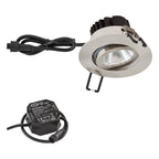 EVN Power-LED Leuchte inkl.Netzgerät Edelstahl Optik schwenkbar rund 83x48,5mm 8,4W 3000K 1010lm 21-40° 220-240V IP65