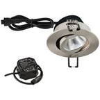 EVN Power-LED Leuchte inkl.Netzgerät Edelstahl Optik schwenkbar rund 83x48,5mm 8,4W 4000K 1060lm 21-40° 220-240V IP65