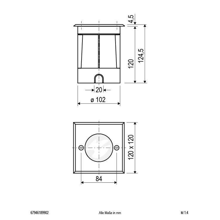EVN LED Bodeneinbauleuchte Edelstahl Optik viereckig 120x120x110mm 8W 3000K 330lm 41-80° 24V IP67