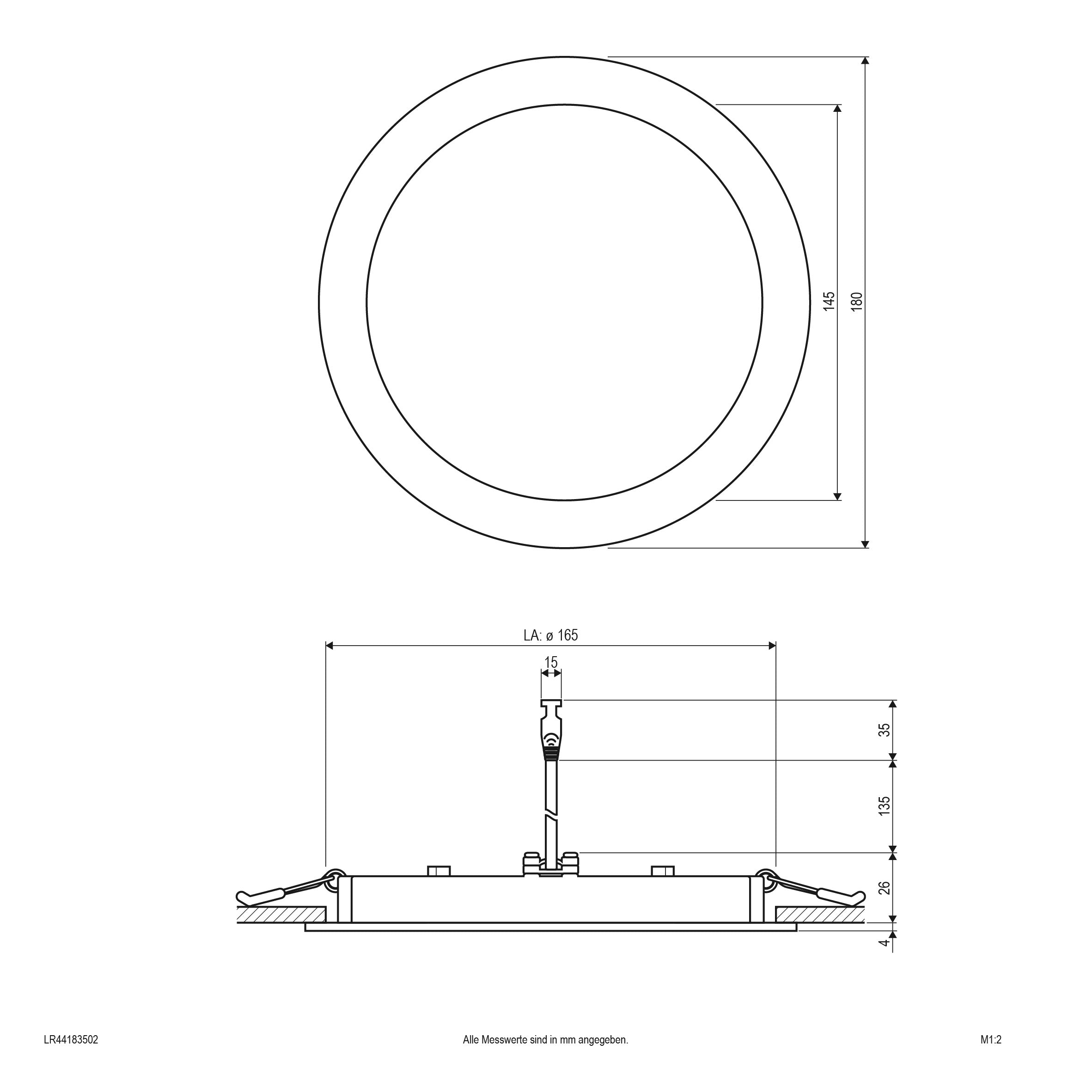EVN LED Panel weiß rund 180x30mm 16,5W 3000K 1843lm >80° IP44